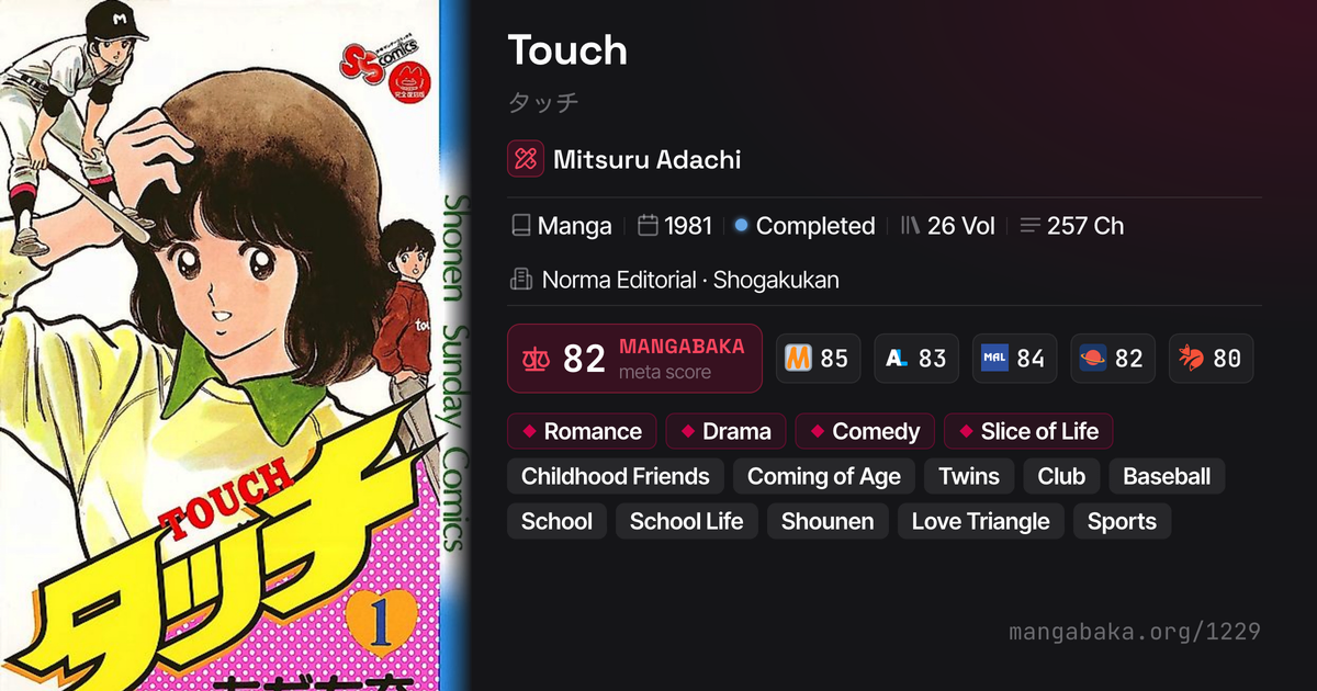 Touch (タッチ) | Comedy Romance Manga by Mitsuru Adachi | MangaBaka