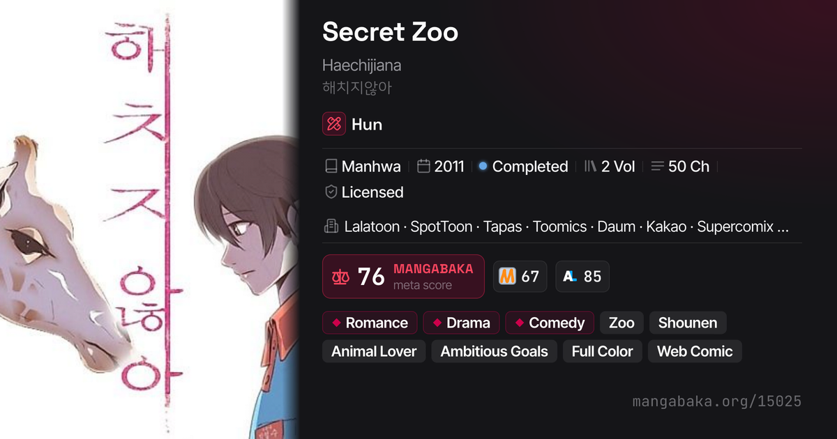 Secret Zoo (Haechijiana) | Comedy Drama Manhwa by Hun | MangaBaka