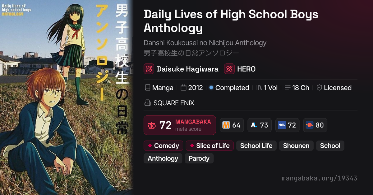 Daily Lives of High School Boys Anthology | Manga | MangaBaka
