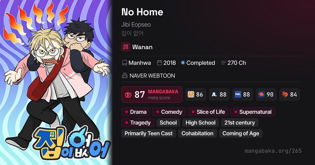 No Home (Jibi Eopseo) | Comedy Drama Manhwa by Wanan | MangaBaka