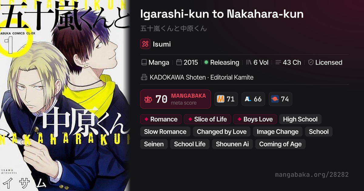 Igarashi-kun to Nakahara-kun (五十嵐くんと中原くん) | Manga | MangaBaka