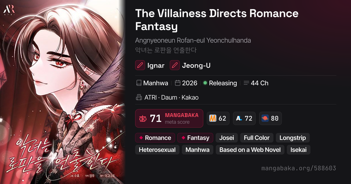 The Villainess Directs Romance Fantasy | Manhwa | MangaBaka