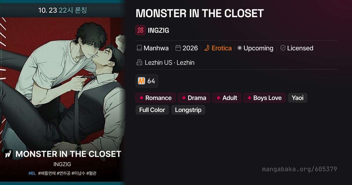 MONSTER IN THE CLOSET | Adult Drama Manhwa by INGZIG | MangaBaka