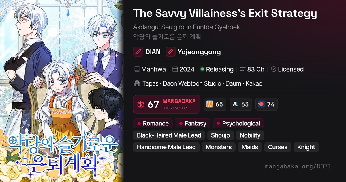 The Savvy Villainess's Exit Strategy | Manhwa | MangaBaka