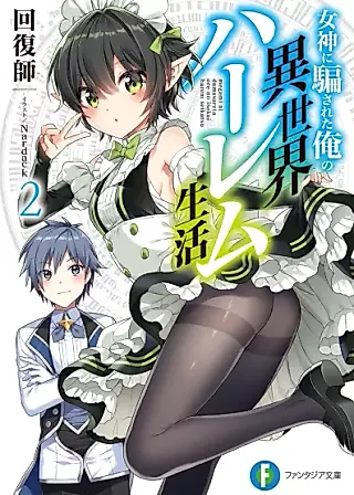 Cover image for the novel called Megami ni Damasareta Ore no Isekai Harem Seikatsu