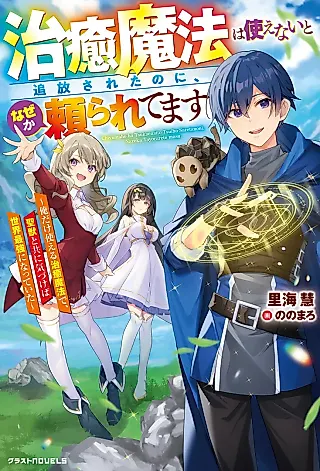 Cover image for the novel called Chiyu Mahou wa Tsukaenai to Tsuihousareta no ni, nazeka Tayoraretemasu: Ore dake Tsukaeru Chiyu Mahou de Seijuu to Tomo ni Kizukaeba Sekai Saikyou ni Natteita