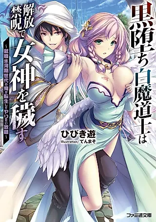 Cover image for the novel called Kuro Ochi Hakuma Doushi wa Kaihou Kinju de Megami wo Kegasu