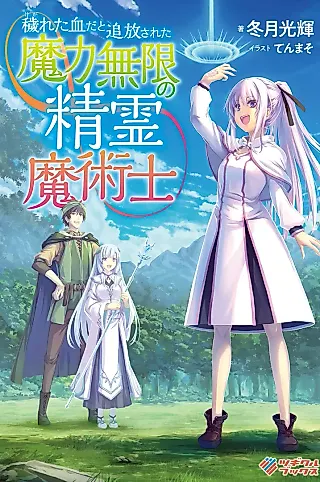 Cover image for the novel called Kegareta Chi da to Tsuihousareta Maryoku Mugen no Seirei Majutsushi