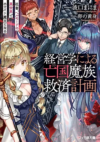 Cover image for the novel called Keieigaku ni Yoru Boukoku Mazoku Kyuusai Keikaku Shachiku, Hell Mode no Isekai de White Maou to Naru