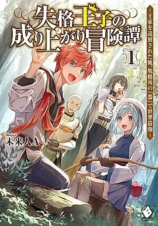 Cover image for the novel called Shikkaku Ouji no Nariagari Boukentan: Ouke wo Tsuihou Sareta Ore, Kikakugai no “Utsuwa” de Sekai Saikyou