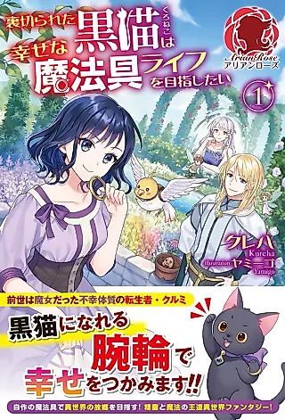 Cover image for the novel called Uragirareta Kuroneko wa Shiawase na Mahougu Life wo Mezashitai