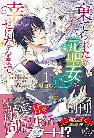 Cover image for the novel called Suterareta Moto Seijo ga Shiawase ni Naru made: Norowareta Moto Tensai Majutsushi-sama to no Doukyo Seikatsu wa Ama Amasugite Mi ga Mochimasen!!