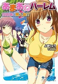 Cover image for the novel called Ama ne Harem: Yonshimai to Mujintou!?
